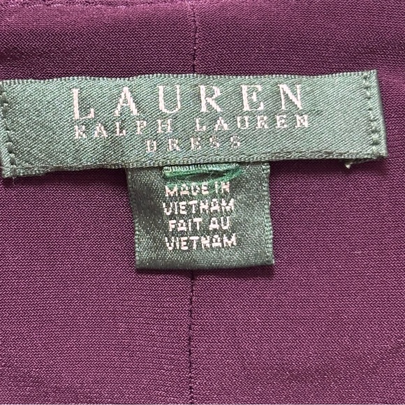 Lauren Ralph Lauren Dark Purple Lace Sequin Cowl-Neck Sheath Dress Sz 8 - Picture 12 of 15